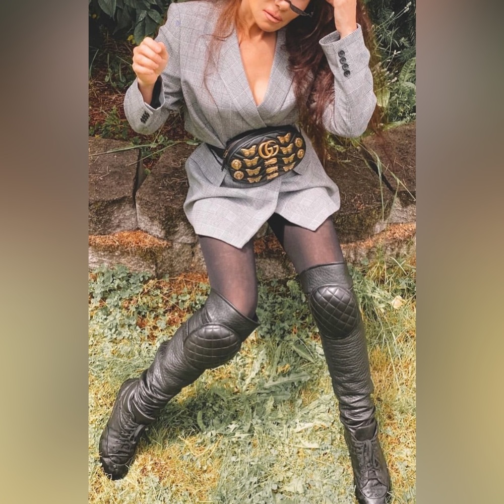 Authentic New DKNY Blazer Jacket Gray Double Breasted, Size 14